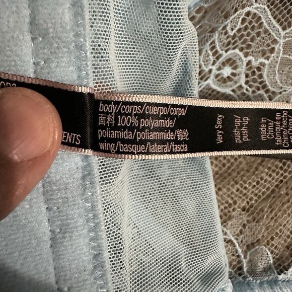 Victoria’s Secret Very Sexy Lace Push-Up Longline Bustier 34A Blue Corset - Picture 6 of 9